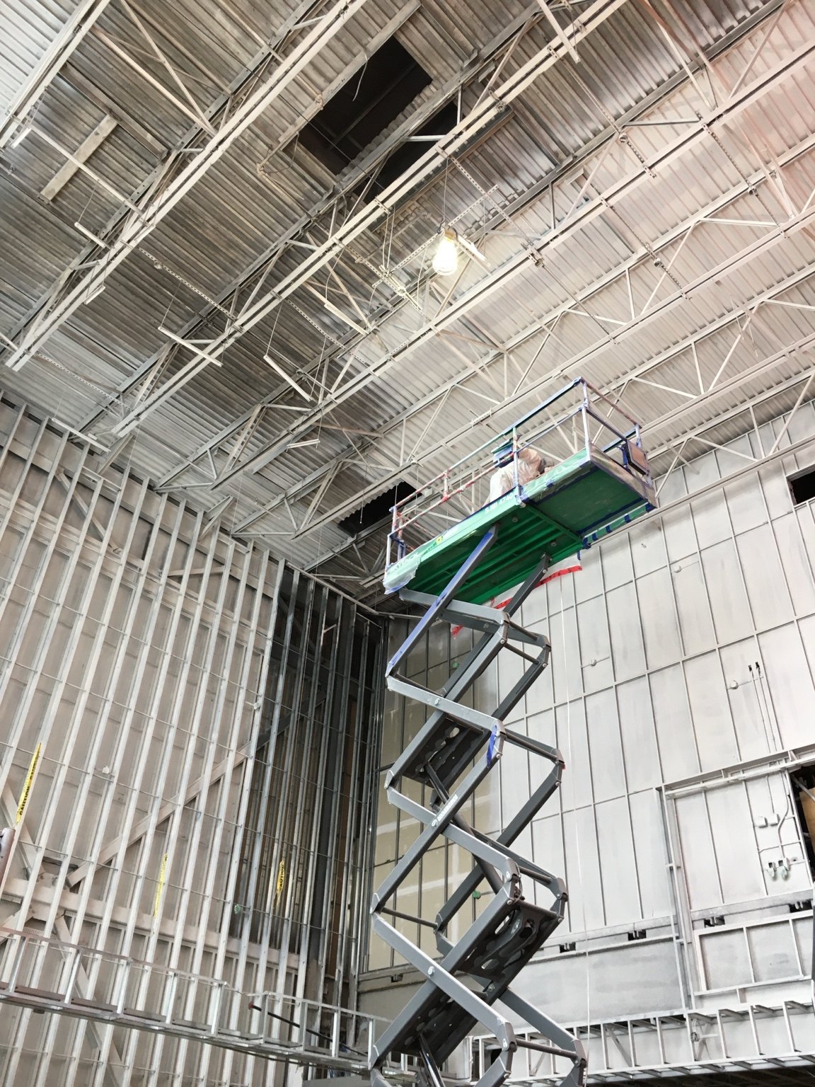 Commercial interior painting lift work