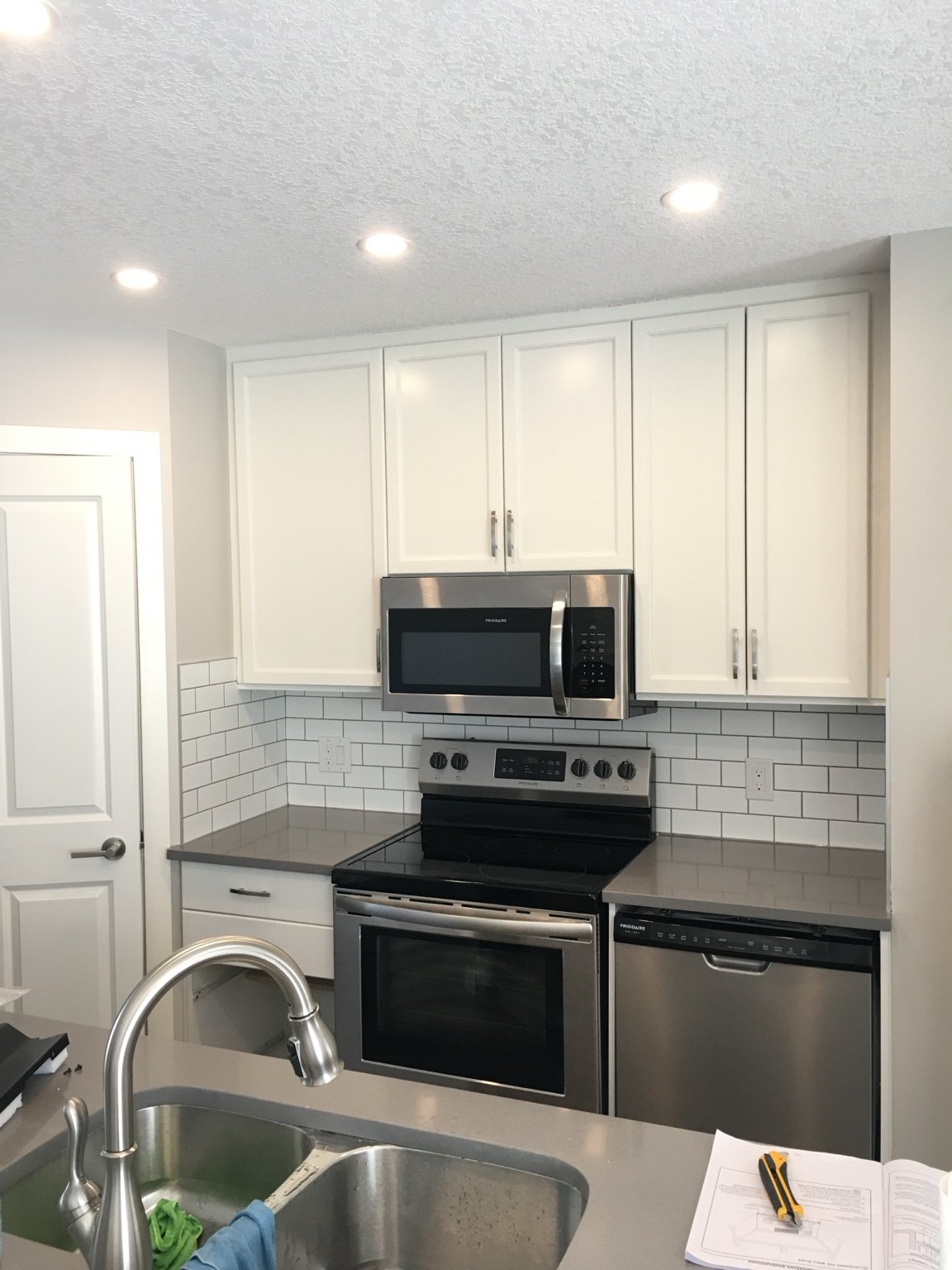 Finished painted kitchen cabinets