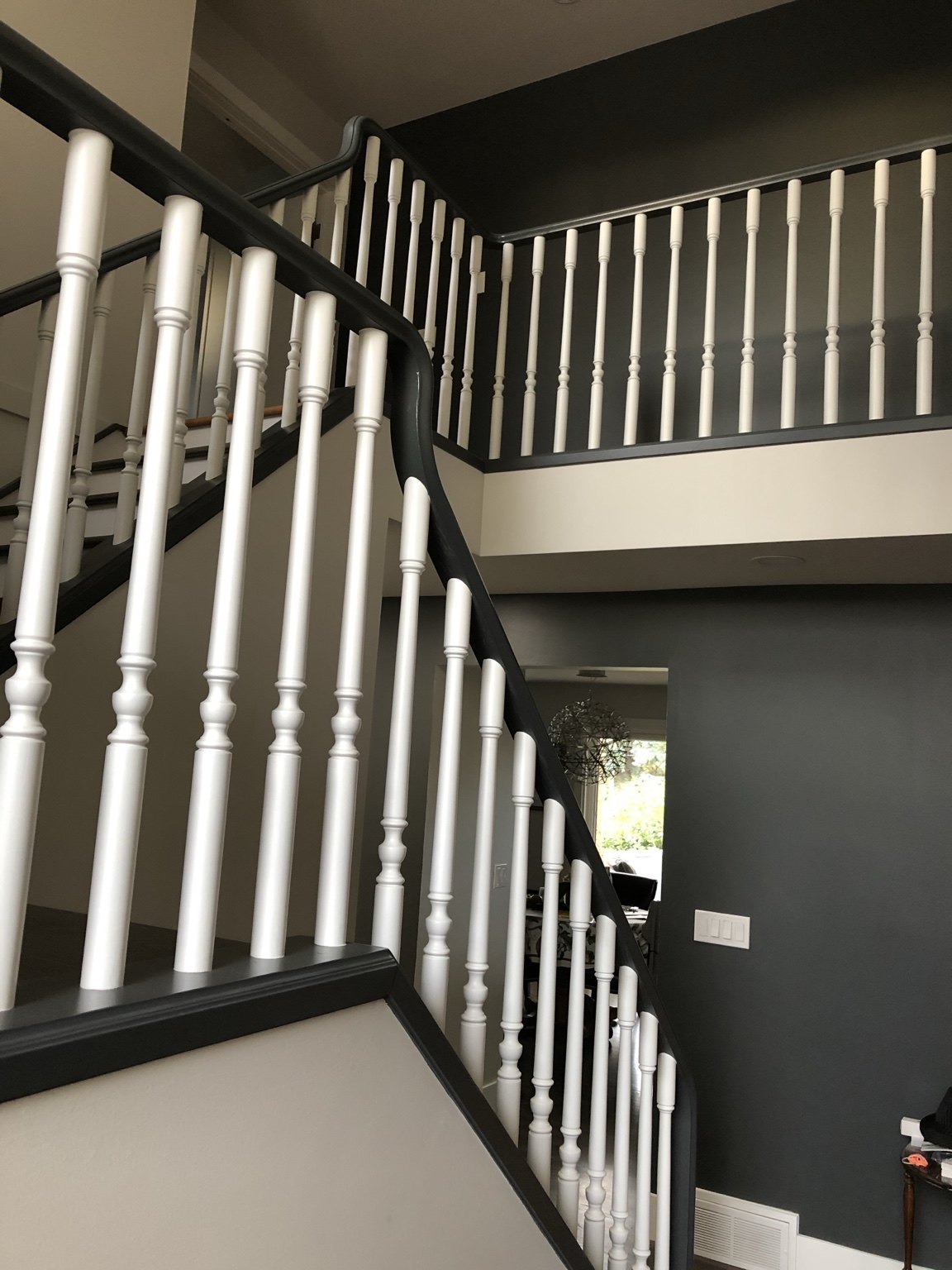 Painted stair railing and spindles